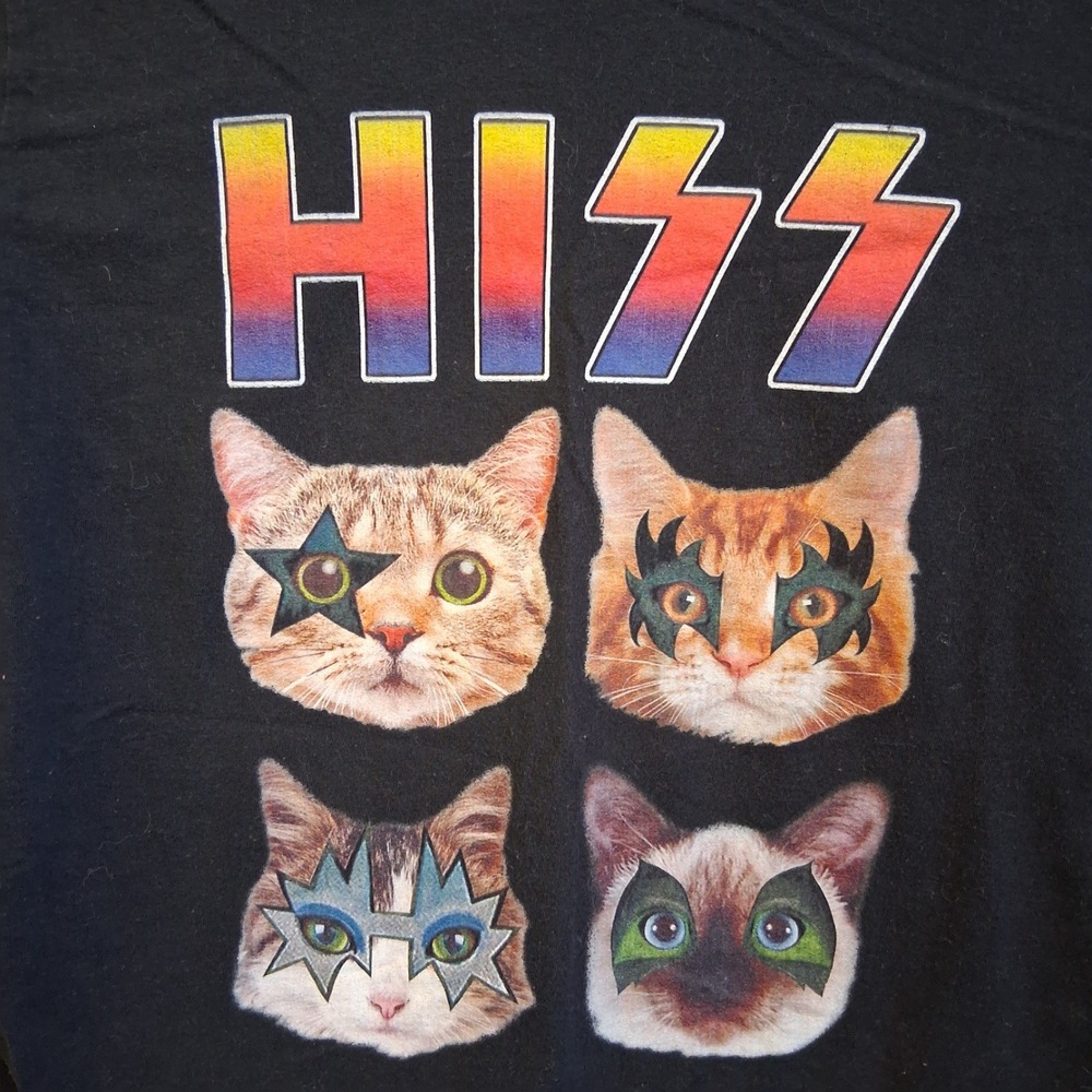 Funny Hiss Cat  SS Graphic T-Shirt Kiss Spoof‎ Humor Novelty Tee Medium Cotton - Picture 6 of 10